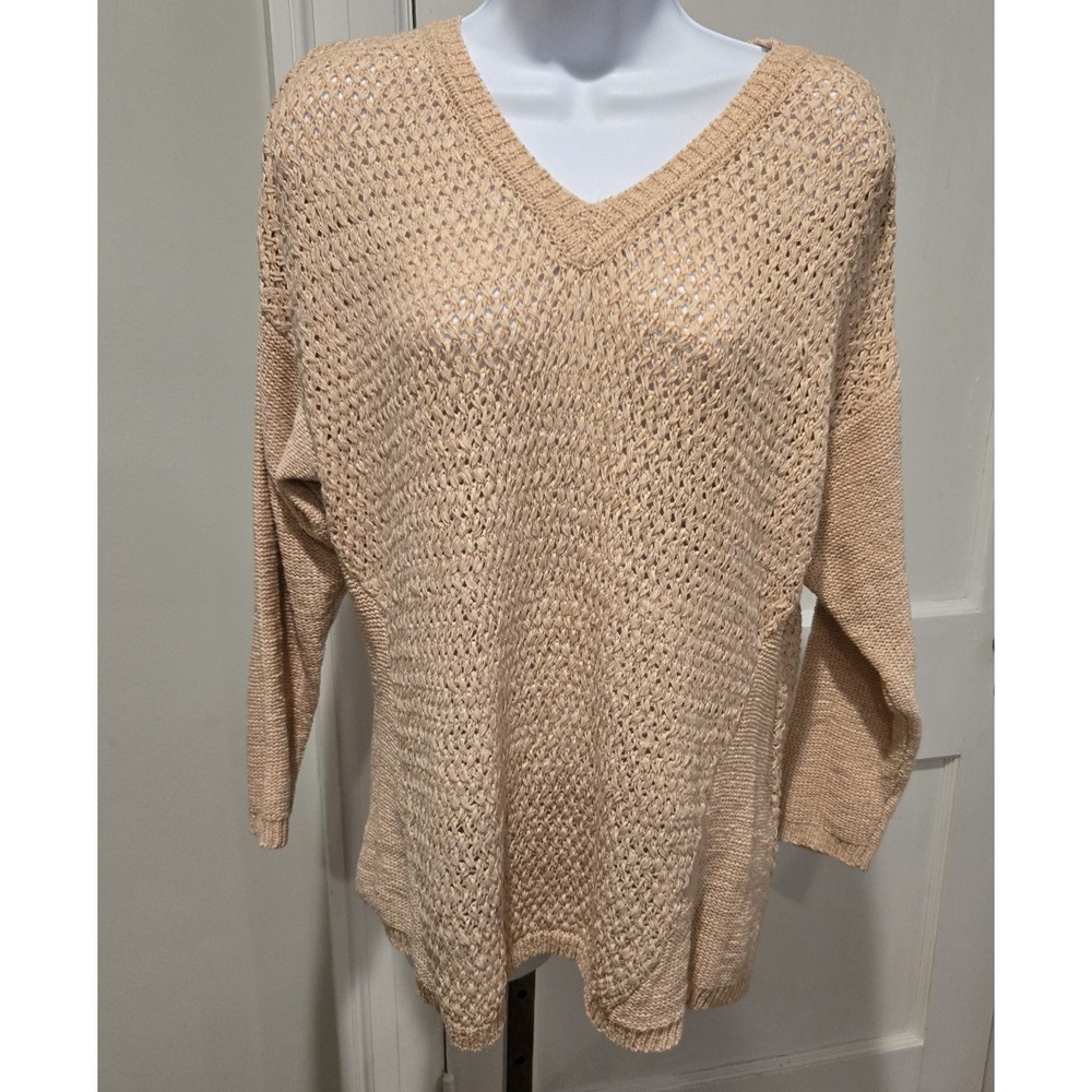 Calvin Klein Open Knit‎ Pullover V-neck Peach  Sweater Large